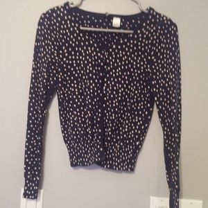 Navy and white polka dot cardigan